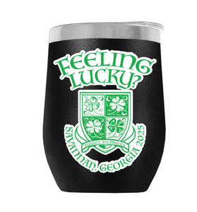 FEELINLUCKY001-2025 12oz WINE TUMBLER - BLACK