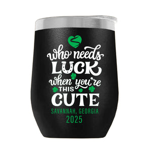 LUCKYCHARM001-2025 12oz WINE TUMBLER - BLACK