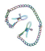 AL ALLOY NIPPLE CLAMP W/ CHAIN-RAINBOW