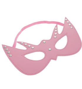 SEXCAPADES PINK FAUX LEATHER STUDDED CAT EYE MASK W, EARS