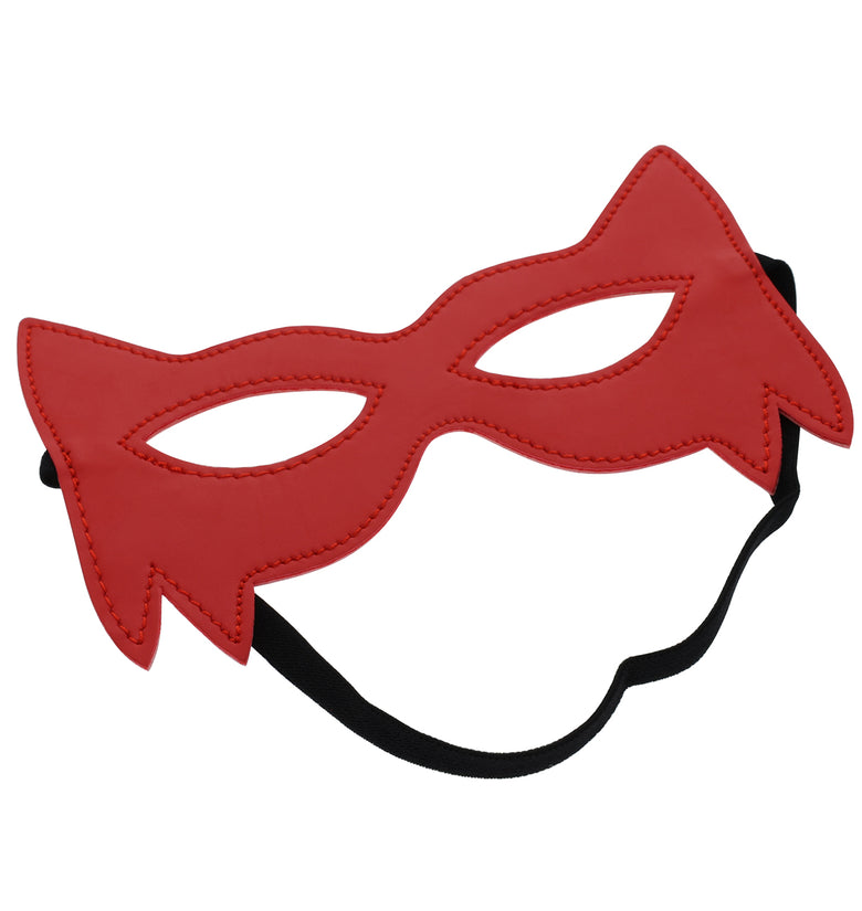SEXCAPADES SMALL RED FAUX LEATHER CAT MASK W, EARS