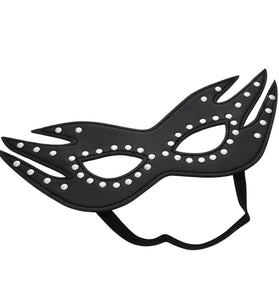 SEXCAPADES BLACK FAUX LEATHER  STUDDED CAT EYE MASK