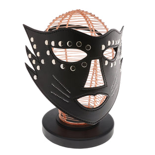 UNTAMED BLACK FAUX LEATHER STUDDED FULL FACE CAT MASK