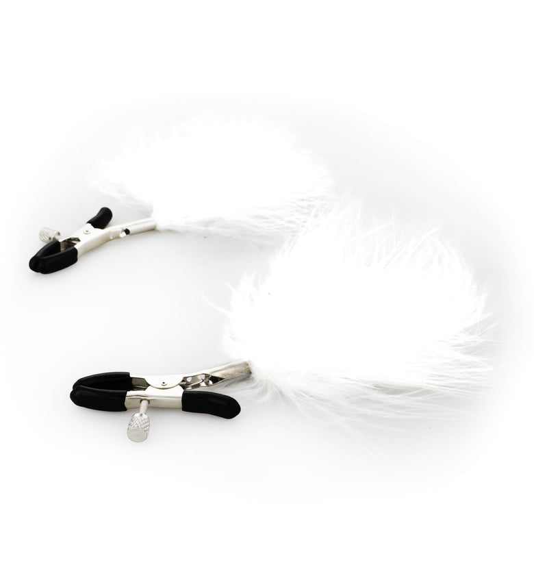 EFFECTIVE BEHAVIOR WHITE FEATHER ADJUSTABLE NIPPLE CLAMPS