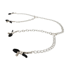 SEXCAPADES NIPPLE CLAMPS AND LABIA CHAIN SILVER