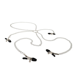 SEXCAPADES BODY CHAIN,NIPPLE AND LABIA CLAMPS - SILVER