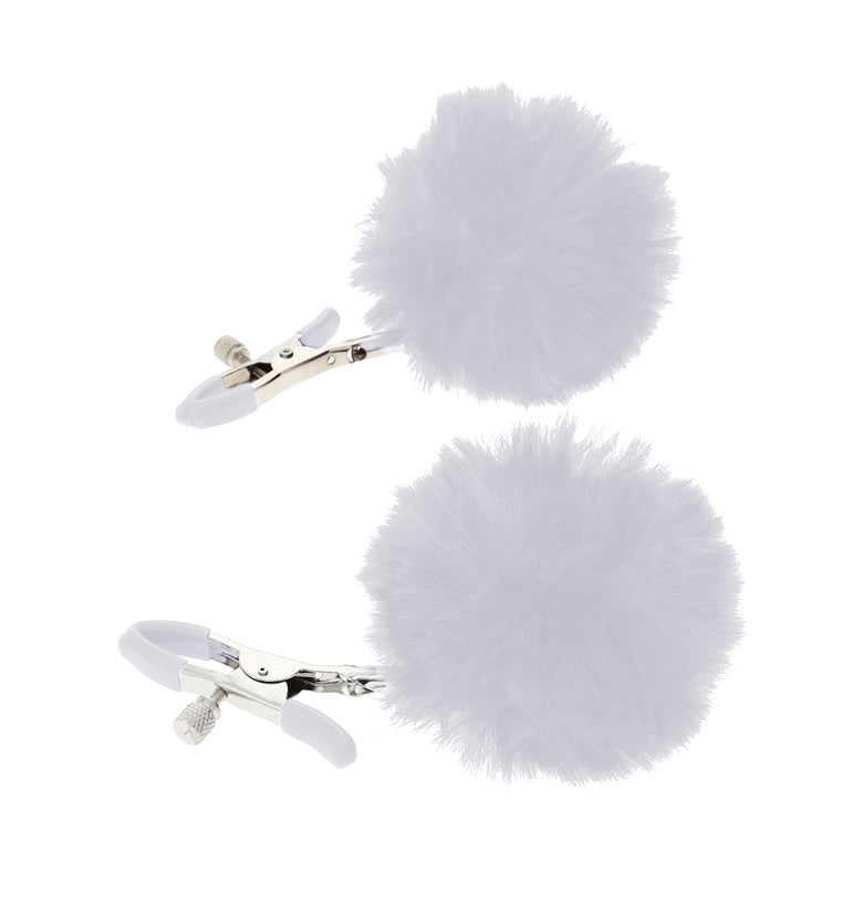 EROGENOUS ZONE RABBIT TAIL NIPPLE CLAMPS - WHITE