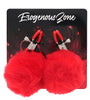 EROGENOUS ZONE RABBIT TAIL NIPPLE CLAMPS - RED