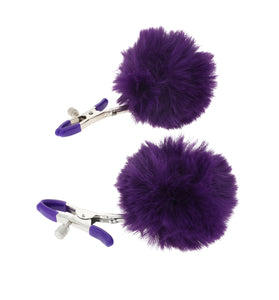 EROGENOUS ZONE RABBIT TAIL NIPPLE CLAMPS - PURPLE