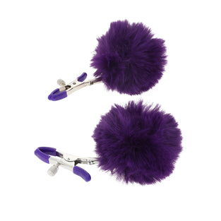 EROGENOUS ZONE RABBIT TAIL NIPPLE CLAMPS - PURPLE