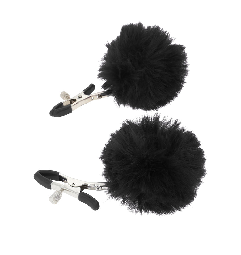 EROGENOUS ZONE RABBIT TAIL NIPPLE CLAMPS - BLACK