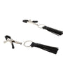 EFFECTIVE BEHAVIOR BLACK FAUX LEATHER TASSLE ADJUSTABLE NIPPLE CLAMPS