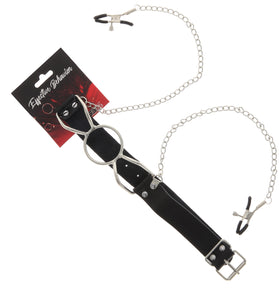 EFFECTIVE BEHAVIOR MOUTH GAG W, NIPPLE CLAMPS - BLACK