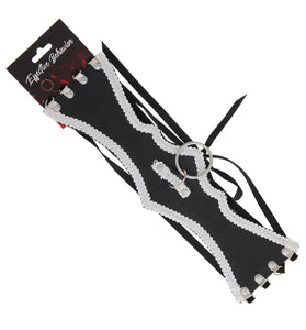 EFFECTIVE BEHAVIOR WHITE APPLIQUE STITCH COLLAR - BLACK