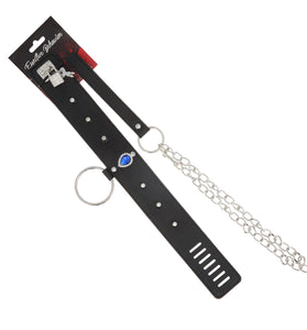 EFFECTIVE BEHAVIOR BLUE JEWEL RIVIT COLLAR,LEASH - BLACK