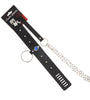 COLLAR  BLACK METAL RIVIT W/BLUE JEWEL-LEASH