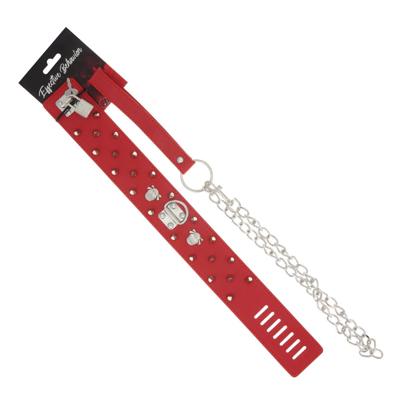 COLLAR RED PVC W/SPIKE RIVIT-LOCK-LEASH