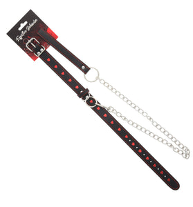 COLLAR BLACK/HEART PATTERN W/LEASH