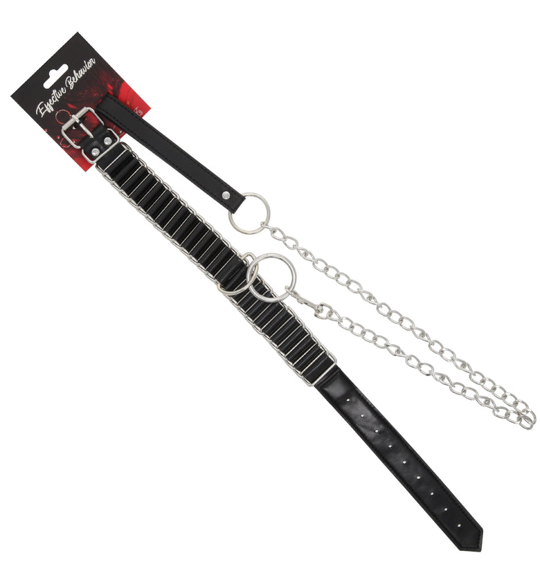 COLLAR BLACK /METAL W/LEASH