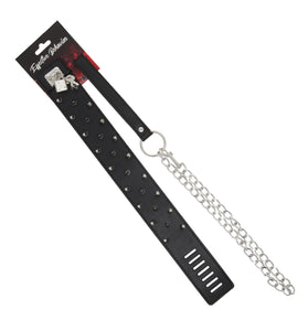 COLLAR BLACK W/METAL STUD-LOOP-LEASH