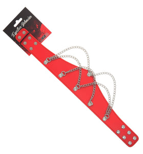 COLLAR RED W/HANGING CHAINS