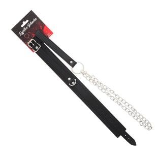 COLLAR BLACK PVC GRADED LEATHER PATTERN W/LEASH