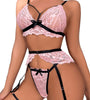 SI BRA & PANTY LACE GARTER SET PINK