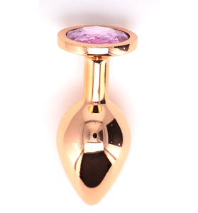 BJ STAINLESS STEEL PLUG -ROSE GOLD-PK JEWEL-M