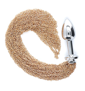 SMALL SILVER ALLOY PLUG W/ METAL CHAIN - GOLD
