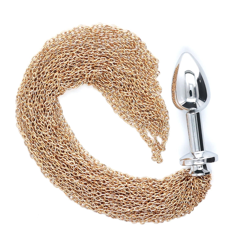SMALL SILVER ALLOY PLUG W/ METAL CHAIN - GOLD