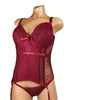 INTERNAL LOVE SATIN AND MESH CORSET RED