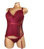 INTERNAL LOVE SATIN AND MESH CORSET RED