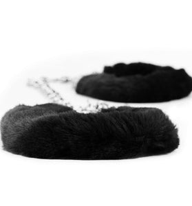 FETISH PLEASURE FLUFFY LEG CUFFS BLACK