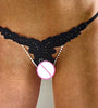 RHINESTONE COWGIRL APPLIQUE THONG BLACK XL/2XL