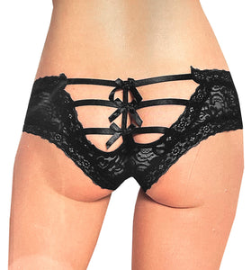 NAUGHTY BOW TIES BIKINI PANTY BLACK XS/SML