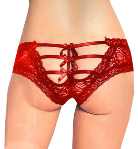 NAUGHTY BOW TIES BIKINI PANTY RED