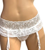 RUFFLES N LACE GARTER PANTY WHITE L/XL
