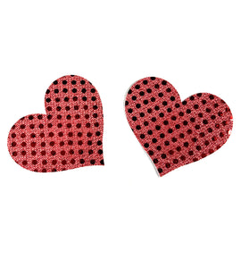 DOTTED LACE RED HEART PASTIES