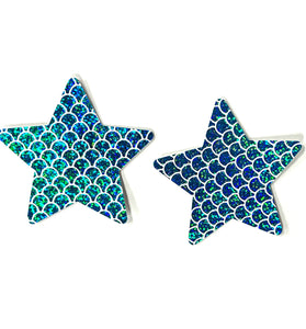 HOLOGRAPHIC MERMAID STAR PASTIES BLUE