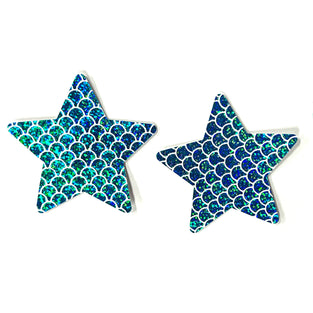 HOLOGRAPHIC MERMAID STAR PASTIES BLUE