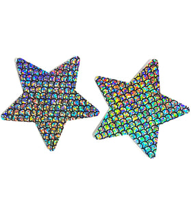 HOLOGRAPHIC MERMAID STAR PASTIES SILVER
