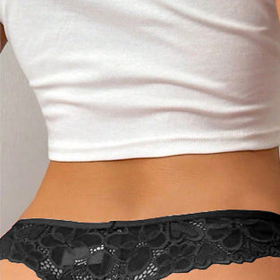 SI LACE TOP THONG 2 PACK PANTY RED/BLACK