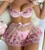 SI BRA, G STRING, & SKIRT SET PINK
