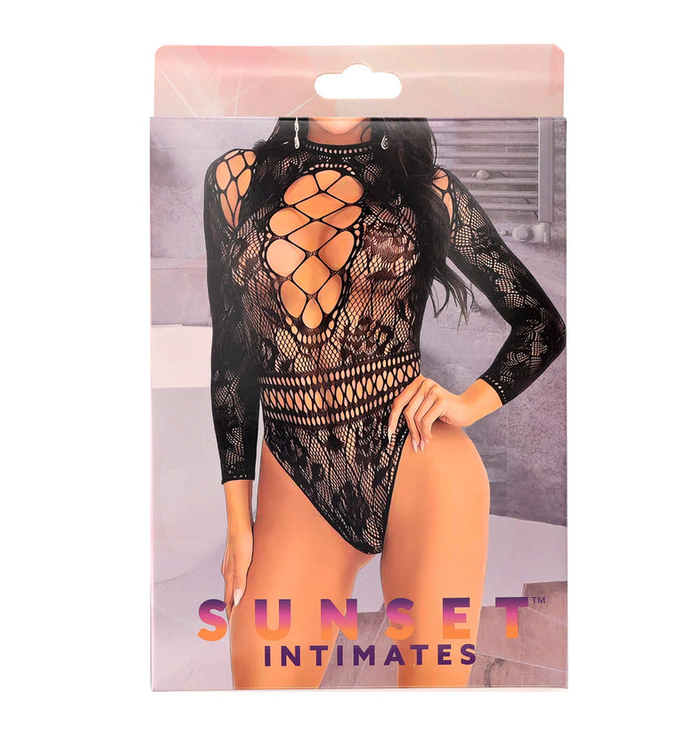SI LACE BODYSUIT-OS-BLACK