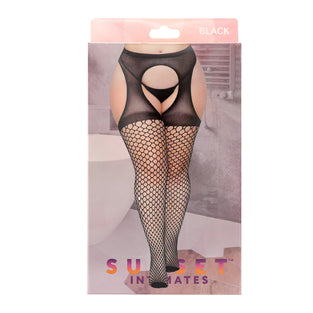 EXTRA SEXY SI GARTER BELT HOSIERY-OS-BLACK