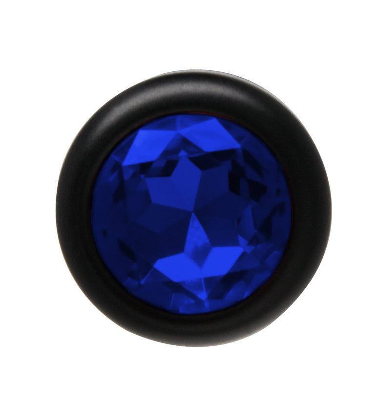 ANAL PLUG AL ALLOY BLACK WITH BLUE JEWEL