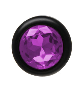 ANAL PLUG AL ALLOY BLACK WITH PURPLE JEWEL