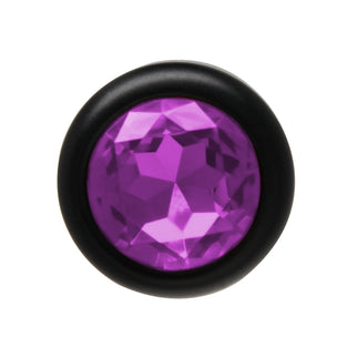 ANAL PLUG AL ALLOY BLACK WITH PURPLE JEWEL