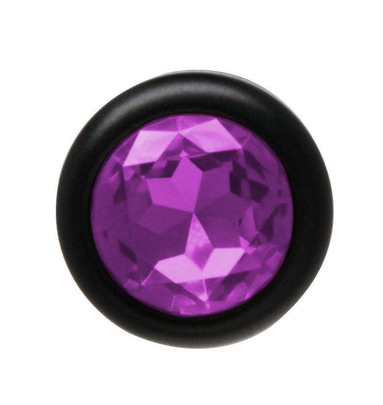 ANAL PLUG AL ALLOY BLACK WITH PURPLE JEWEL