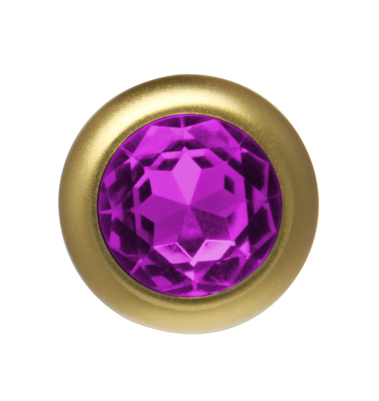 ANAL PLUG AL ALLOY GOLD WITH PURPLE JEWEL
